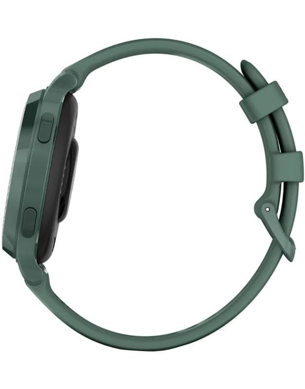 Ceas Garmin Lily 2 Active, display AMOLED, dimensiune afisaj 25,4 mm x 21,3 mm,rezolutie afisaj 240 x 201 pixeli, memorie 8GB, autonomie pana la 9 zile, rezistanta la apa pana la 5 ATM, greutate: 24,4g, ramă Jasper Green şi curea Jasper Green din silicon
