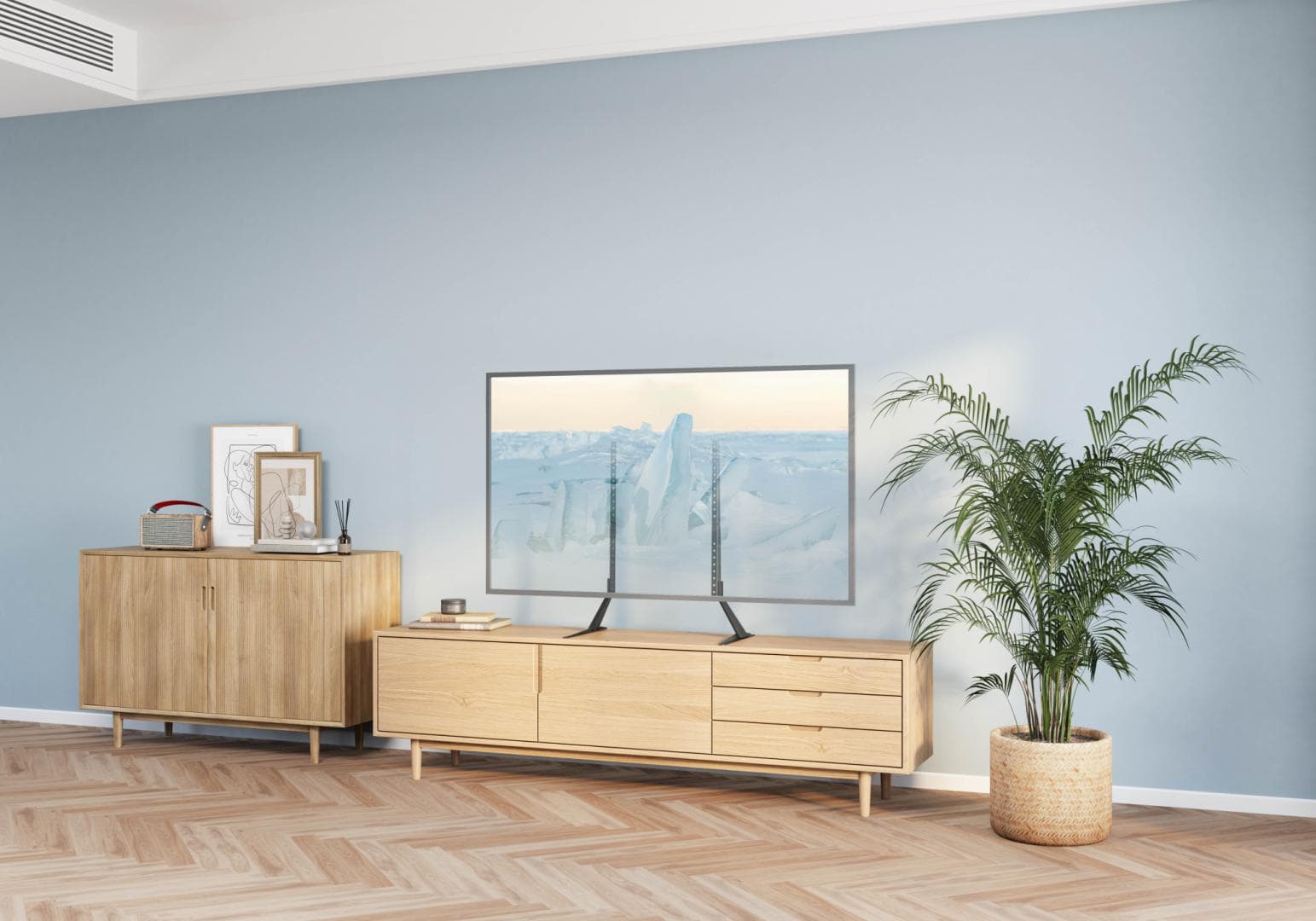 Stand TV masa Akai, diagonala display 23"-75", VESA min. 200x200, VESA max. 800x400, suporta pana la 40kg, interval inaltime 673/735mm, negru