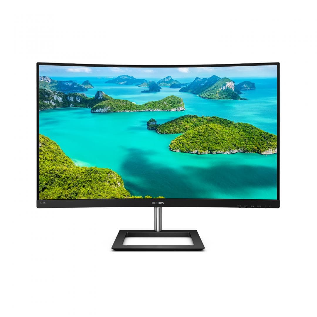 Monitor 27" Philips 272E1CA, Curbat 1500R, FHD 1920*1080, 75 Hz, 4 ms ,VA, 16:9, 250 cd/ mp, 3000:1, Mega Infinity DCR, Anti-Glare, 3H, Haze25%, WLED, 178/178, Low Blue Mode, FreeSync, VGA, HDMI, PC audio-in,Headphone out, boxe 2*3W, 3-sided frameless, cablu HDMI inclus, VESA100x100, culoare negru
