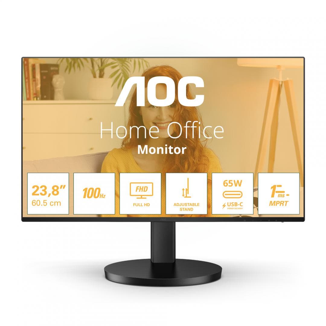 Monitor AOC 27" 27B3CF2, Diagonal (inch): 27, Diagonal (cm): 69, Aspect ratio: 16:9, Panel: IPS, Resolution: 1920x1080, Refresh Rate: 100Hz, Response time GtG: 4ms, Response time MPRT: 1ms, Brightness (max): 250 cd/㎡, Contrast (static) : 1300:1, Contrast (dynamic): 20M:1