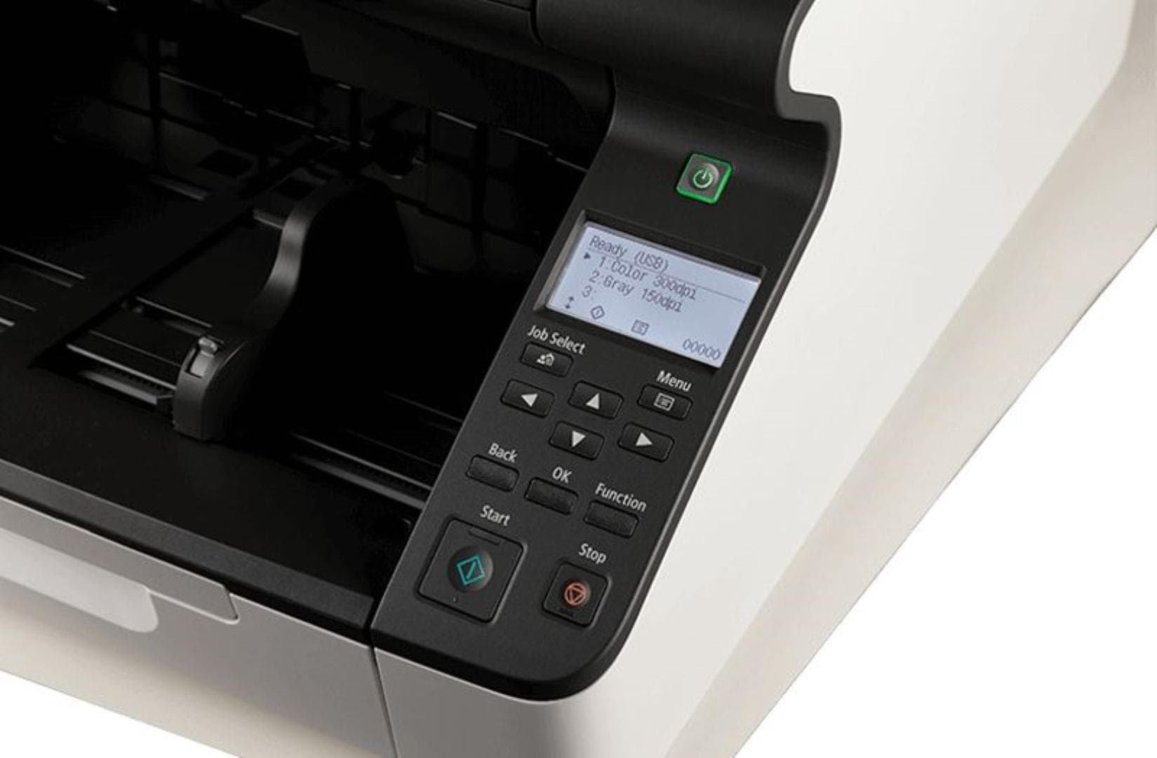Scanner Canon DR-G2110, dimensiune A3, tip sheetfed, viteza scanare: 110ppm alb-negru si color, duplex, omitere pagini goale, rezolutie optica 600dpi, rezolutie hardware 600x600dpi, ADF 500 coli, senzor CIS, software: Driver ISIS, driver TWAIN (32/64 de biţi), driver WIA, driver Kofax VRS