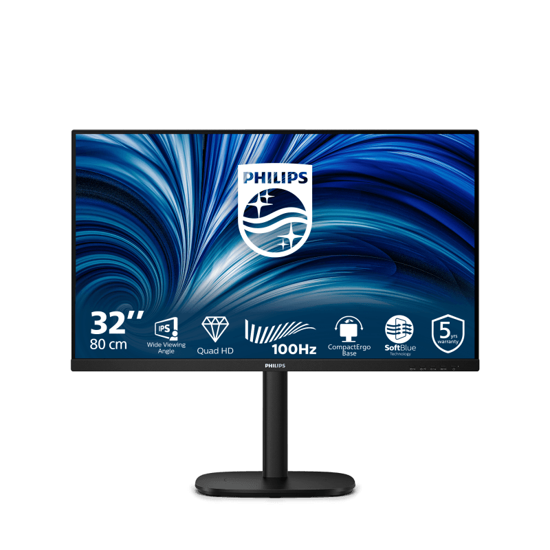 Monitor Philips 31.5" 32B2N3500/00, Diagonal (inch): 31.5, Diagonal (cm): 80, Aspect ratio: 16:9, Panel: IPS, Resolution: 2560x1440, Refresh Rate: 100Hz, Response time GtG: 4ms, Brightness (max): 350 cd/m², Contrast (static) : 1000:1, Contrast (dynamic): 50M:1, Viewing angle: 178/178, Color Gamut