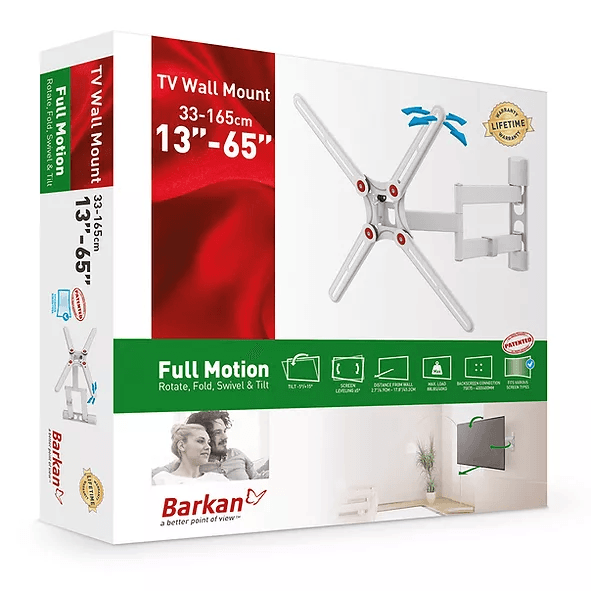Suport TV de perete, Barkan 3400W.W, Fix, 29"- 65", VESA 400 x 400 mm, suporta pana la 40kg, alb