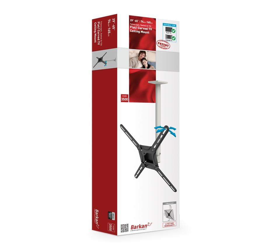 Suport TV de perete, Barkan 3500.W, Fix, 29"- 65", VESA 400 x 400 mm, suporta pana la 40kg, alb