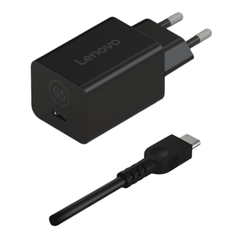Lenovo GaN Nano 65W Adapter -EU; Connectivity: 2pin/3pin; Charging Port: Type-C; Color: Black; Package Type : Brown Box;
