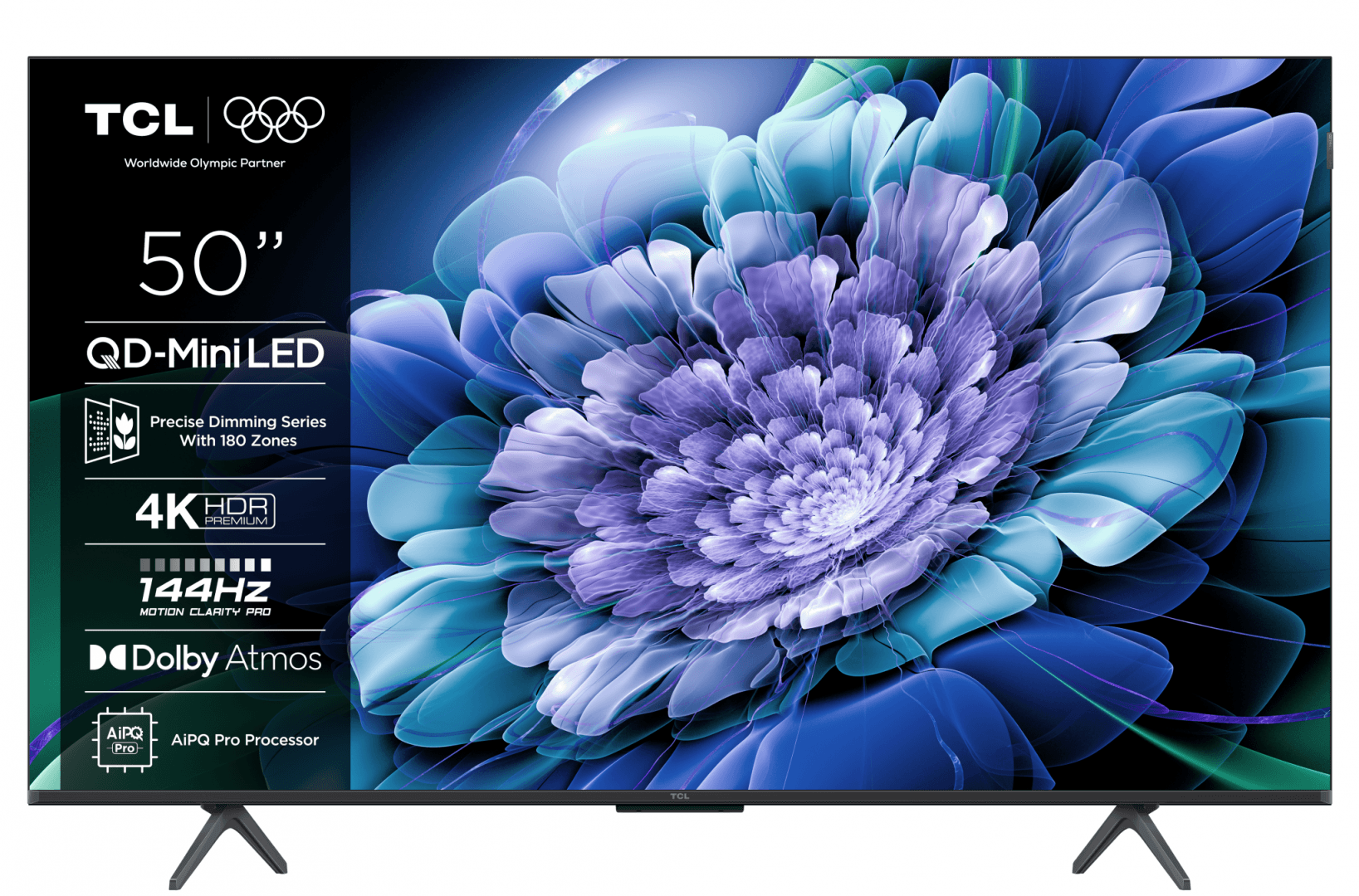 Televizor QD-MiniLED TCL 127 cm, 50C61K, 4K, Smart TV, WiFi, CI+, Negru