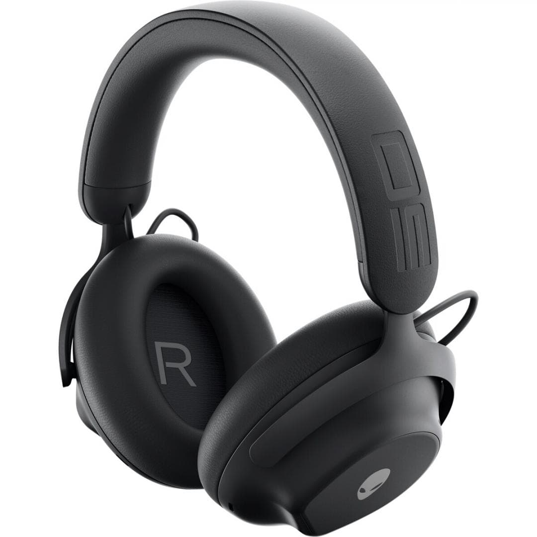 Alienware Pro Wireless Gaming Headset, Connectivity Technology: Wired/Wireless, Wireless Technology: Bluetooth, Wireless Operating Distance: 30m, Bluetooth Standard: Bluetooth 5.3, Impedance: 32 Ohm, Features: 50mm graphene-coated drivers, 2-mic AI noise cancellation, ANC, Noise Canceling: Yes, Fast