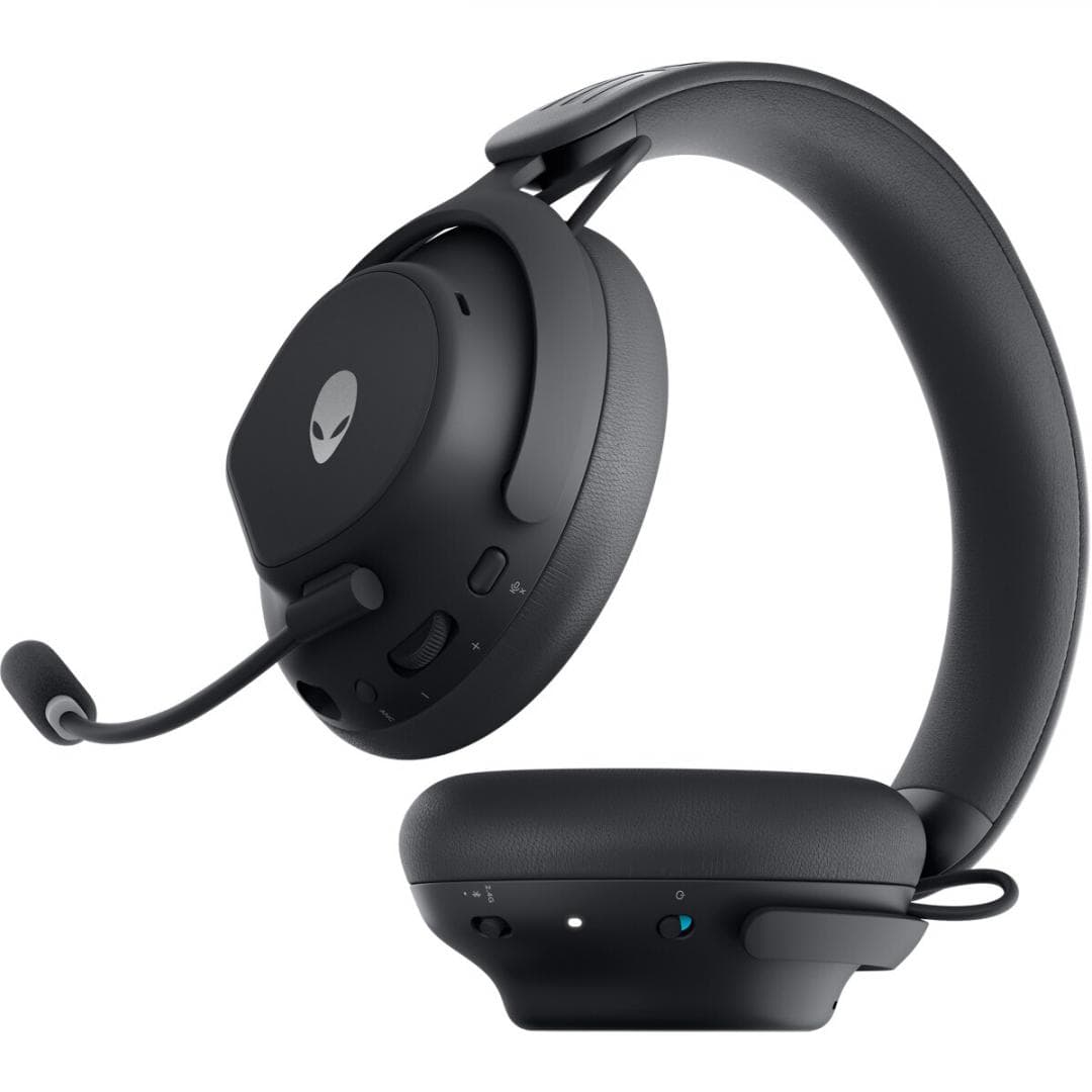 Alienware Pro Wireless Gaming Headset, Connectivity Technology: Wired/Wireless, Wireless Technology: Bluetooth, Wireless Operating Distance: 30m, Bluetooth Standard: Bluetooth 5.3, Impedance: 32 Ohm, Features: 50mm graphene-coated drivers, 2-mic AI noise cancellation, ANC, Noise Canceling: Yes, Fast