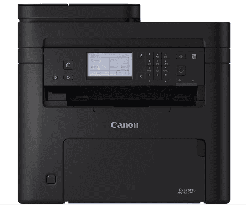 Multifunctional laser mono Canon I-SENSYS MF275DW, dimensiune A4 (Printare, Copiere, Scanare, Fax), viteza 29ppm, duplex, rezolutie max 2400 x 600dpi, memorie 256MB RAM, processor: 1200 Mhz, alimentare hartie 150 coli + 35 ADF, limbaj de printare UFRII, (JPEG/TIFF/PDF, PNG), impriamre securizata