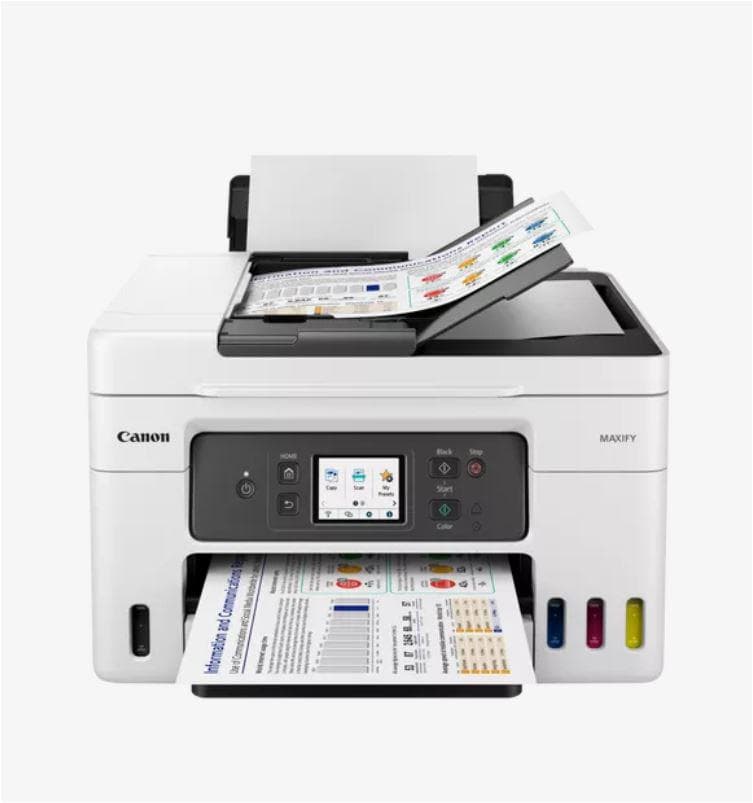 Multifunctional inkjet color Canon Maxify GX4040, ( Print, Copy,Scan,Fax, Cloud), dimensiune A4 , duplex printare si scanare, ADF 35 coli, viteza 18 Ipm alb-negru, 13 Ipm color, rezolutie 600X1200 dpi, alimentare hartie 250 +100 coli, Scanner CIS, rezolutie scanare:1200x2400, 99 copii