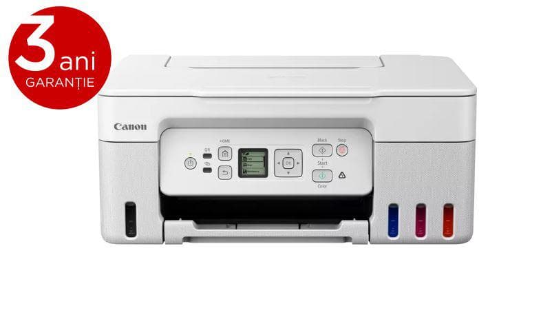 "Multifunctional inkjet color CISS Canon PIXMA G3470 White, dimensiune A4(Printare, Copiere, Scanare), viteza imprimare 11ipm alb-negru, 6ipm color,rezolutie printare 4800x1200 dpi, imprimare fara margini, alimentarehartie 100 coli, scanner CIS rezolutie 600x1200 dpi, copiere multipla 99copii