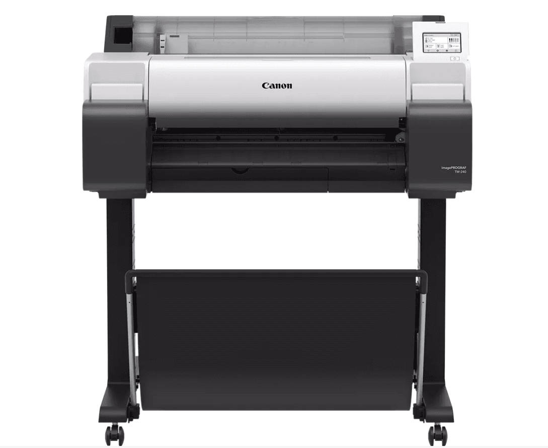 Plotter Canon imagePROGRAF TM-240 24"(610mm), format A1, 5 culori, rezolutie max 2400x1200dpi, memorie 2GB, limbaje de imprimare: HP-GL/2, HP RTL, JPEG (Ver. JFIF 1.02), CALS G4 (submission via FTP only)), display LCD 4.3", interfata: USB 2.0, Ethernet,WIFI consumabile: M: PFI-031(55ml), MBK/BK/C/Y