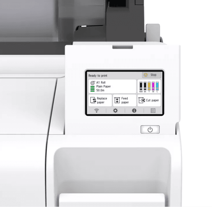 Plotter Canon imagePROGRAF TM-240 24"(610mm), format A1, 5 culori, rezolutie max 2400x1200dpi, memorie 2GB, limbaje de imprimare: HP-GL/2, HP RTL, JPEG (Ver. JFIF 1.02), CALS G4 (submission via FTP only)), display LCD 4.3", interfata: USB 2.0, Ethernet,WIFI consumabile: M: PFI-031(55ml), MBK/BK/C/Y