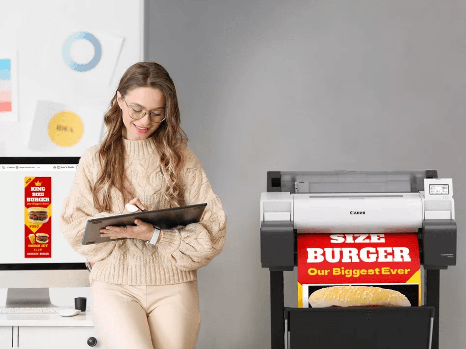 Plotter Canon imagePROGRAF TM-240 24"(610mm), format A1, 5 culori, rezolutie max 2400x1200dpi, memorie 2GB, limbaje de imprimare: HP-GL/2, HP RTL, JPEG (Ver. JFIF 1.02), CALS G4 (submission via FTP only)), display LCD 4.3", interfata: USB 2.0, Ethernet,WIFI consumabile: M: PFI-031(55ml), MBK/BK/C/Y
