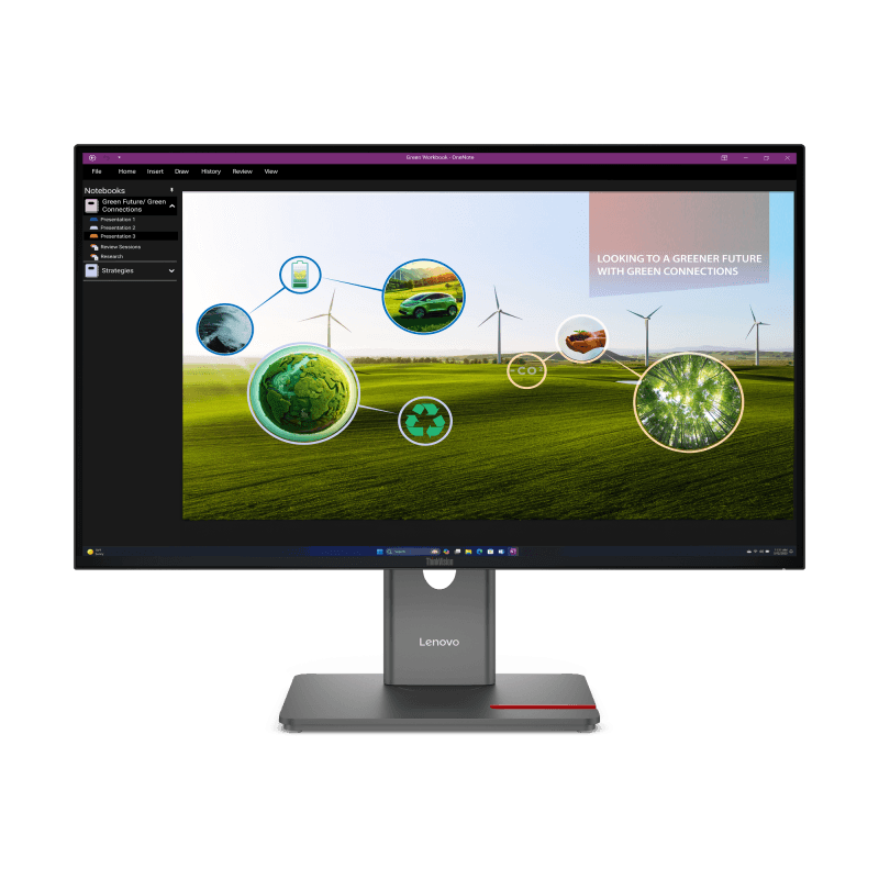 Monitor  Lenovo ThinkVision P27Q-40; 27"IPS, QHD (2560x1440), 16:9, Brightness: 350 cd/m², Contrast ratio: 1500:1, Response time: 4ms GtG (Extreme mode) / 6ms GtG (Typical mode), Dot / Pixel Per Inch: 109 dpi, Color Gamut: 99% sRGB, 99% BT.709, 98% DCI-P3, View angle: 178° / 178°, Stand: Tilt
