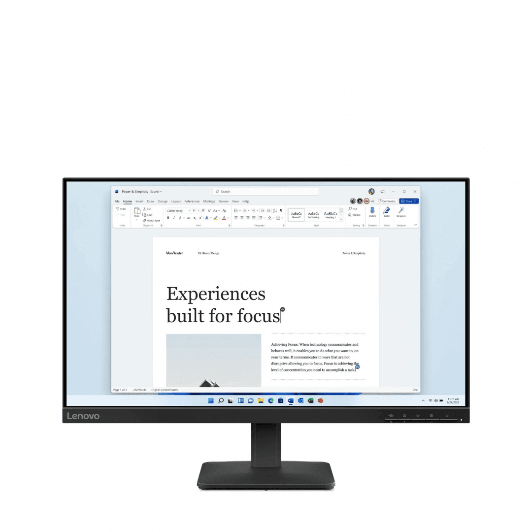 Monitor 23.8" Lenovo L24-4e, LED, In-Plane Switching, 1920x1080; 48Hz – 100Hz; 16:9; Anti-glare; Display color: 16.7 Million; Color Gamut: 99% sRGB, 4ms GtG (Extreme mode) / 6ms GtG (Typical mode), 250 cd/m² cd/m², 1300:1 static, 178° / 178°, Video Connector: 1x HDMI® 1.4, 1x VGA, Tilt Stand