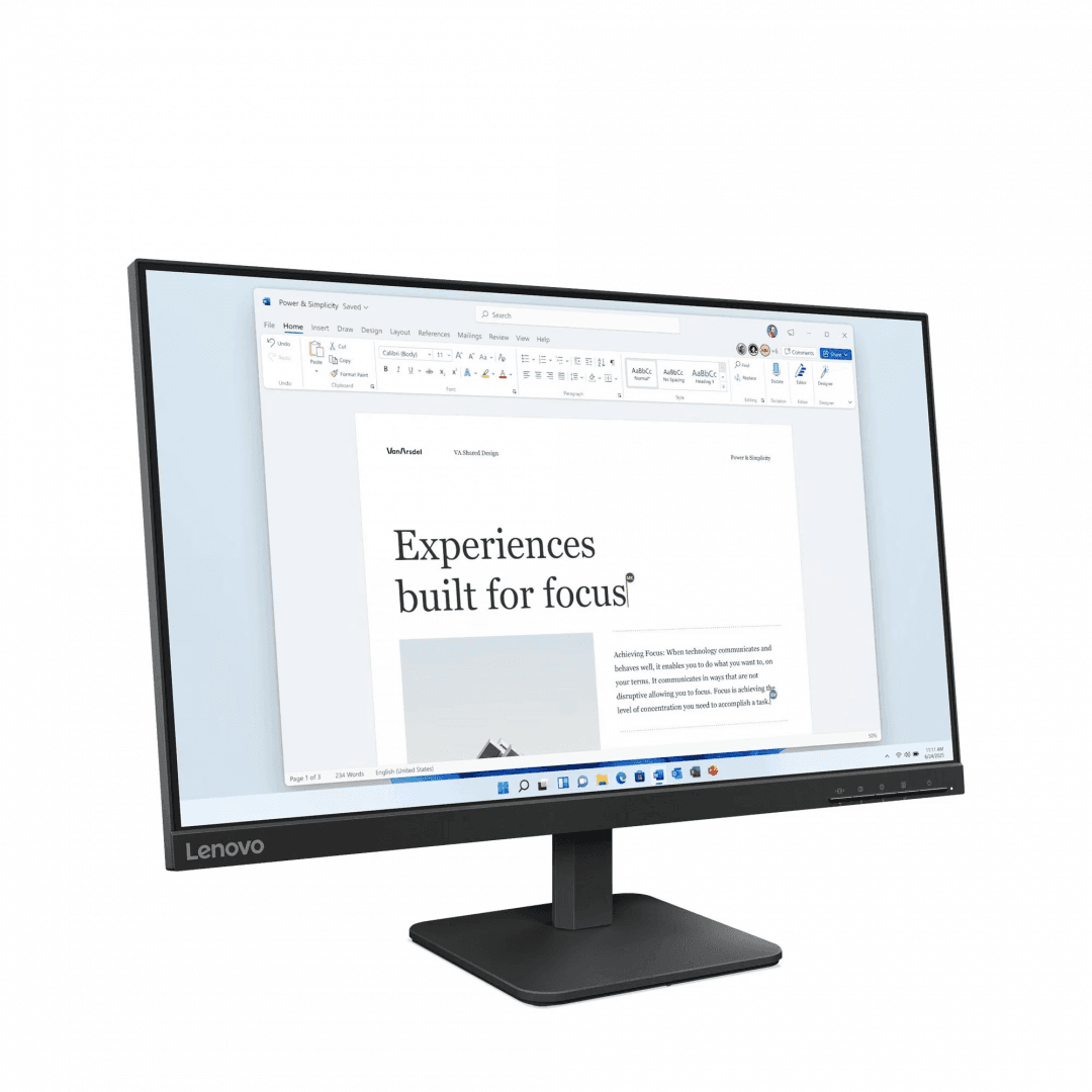 Monitor 23.8" Lenovo L24-4e, LED, In-Plane Switching, 1920x1080; 48Hz – 100Hz; 16:9; Anti-glare; Display color: 16.7 Million; Color Gamut: 99% sRGB, 4ms GtG (Extreme mode) / 6ms GtG (Typical mode), 250 cd/m² cd/m², 1300:1 static, 178° / 178°, Video Connector: 1x HDMI® 1.4, 1x VGA, Tilt Stand