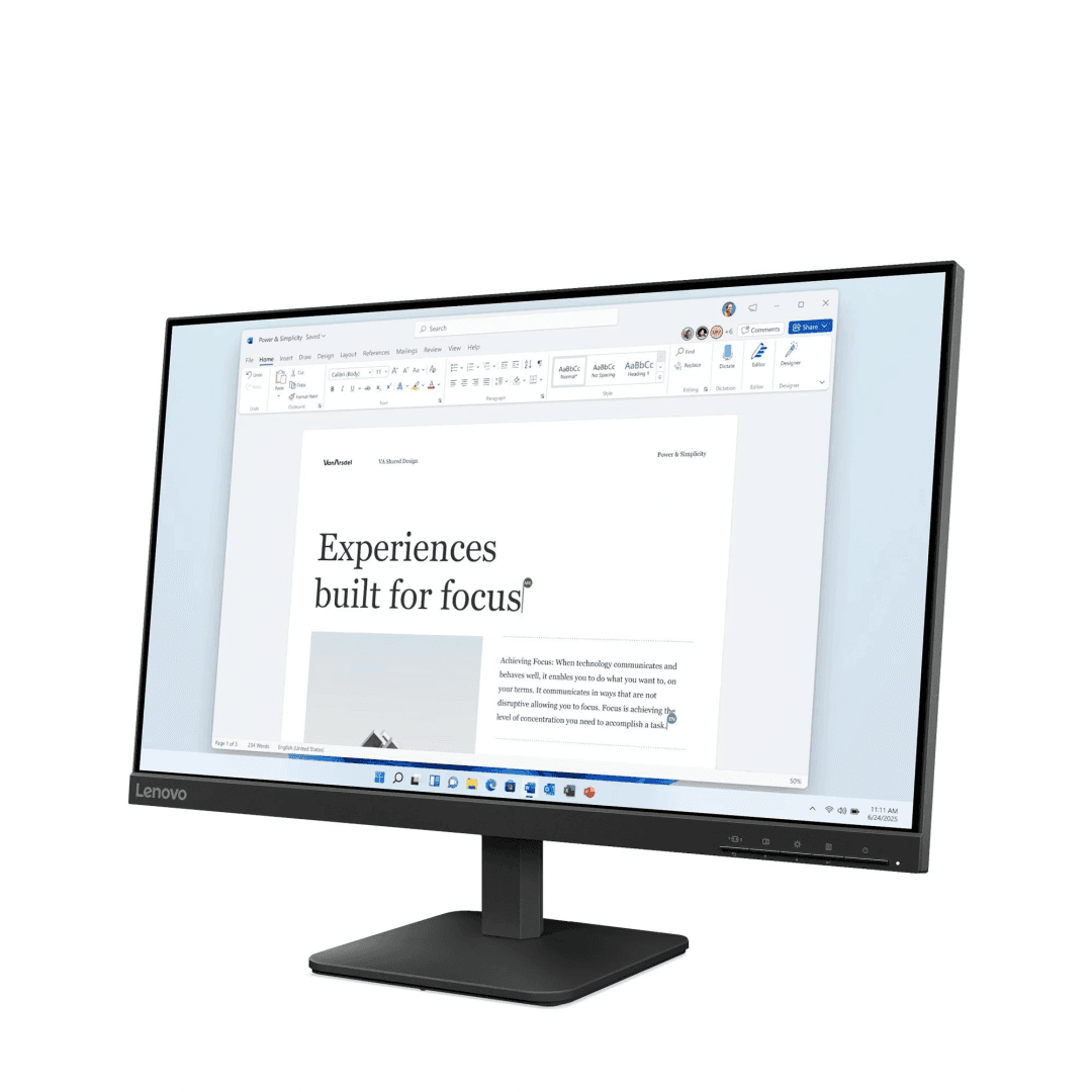 Monitor 23.8" Lenovo L24-4e, LED, In-Plane Switching, 1920x1080; 48Hz – 100Hz; 16:9; Anti-glare; Display color: 16.7 Million; Color Gamut: 99% sRGB, 4ms GtG (Extreme mode) / 6ms GtG (Typical mode), 250 cd/m² cd/m², 1300:1 static, 178° / 178°, Video Connector: 1x HDMI® 1.4, 1x VGA, Tilt Stand