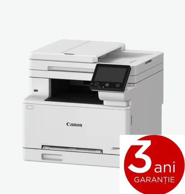 Multifunctional color Canon i-SENSYS MF664Cdw, Tehnologie: Laser, Format: A4, Functii: Print, copy, scan, Viteza printare max: 25ppm, Rezolutie 600x600dpi, max 1,200 × 1,200 dpi, Limbaje printare: UFR II, PCL 6, Duplex, copiere: viteza: 25ppm, Rezolutie: 600 × 600 dpi, zoom: 25 - 400%, Scanare
