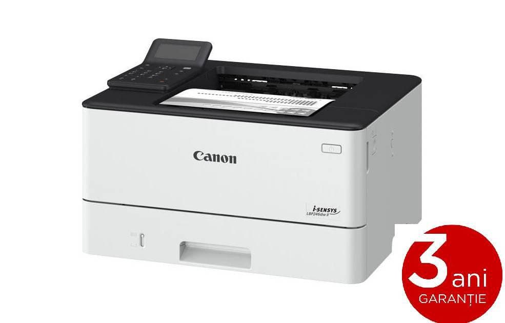 CANON LBP246DW II MONO LASER PRINTER, Format A4, Viteza printare: 40ppm, Duplex automat, Rezolutie: 1200 x 1200 dpi, FPO: 5 sec., Limbaje printare:  UFRII, PCL 5e1, PCL6, Adobe® PostScript3, Capacitate hartie: standard-250+100 coli, max.-900 coli, Interfata: USB, WI-FI, Retea, Compatibilitate sistem