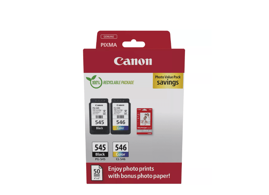 Canon pachet cartuse cearneala PG-545/CL-546 PHOTO VALUE PACK, capacitate negru: 180 pagini/8ml, Color: 180 pagini / 8ml, Compatibil cu: PIXMA 2550S, PIXMA IP2850, PIXMA MG2450, PIXMA MG2550, PIXMA MG2950, PIXMA MG3050, PIXMA MG3051, PIXMA MG3052, PIXMA MG3053, PIXMA MX495, PIXMA TR4550, PIXMA