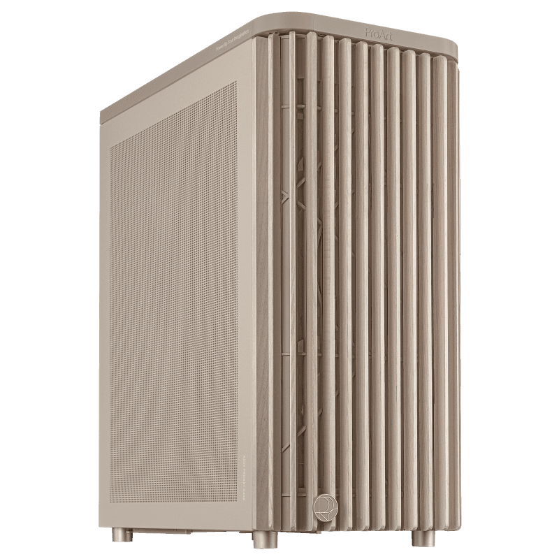 ASUS Proart PA401 Wood Mesh PWM Beige. Type: PC, Product colour: Beige, Supported motherboard form factors: ATX. Front fans installed: 2x 160 mm, Front fans diameters supported: 140,160 mm, Rear fans installed: 1x 120 mm. Supported HDD sizes: 2.5,3.5". Width: 225 mm, Depth: 412 mm, Height: 503 mm