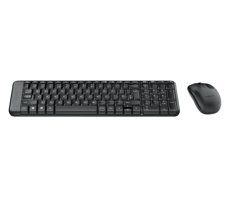Logitech 920-003161. Keyboard form factor: Mini. Keyboard style: Straight. Connectivity technology: Wireless, Device interface: RF Wireless, Keyboard layout: QWERTY, Recommended usage: Office. Product colour: Black. Mouse included