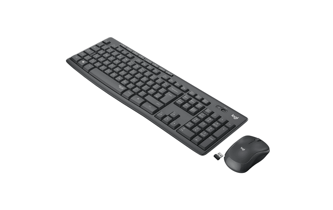 Logitech kit wireless silent MK295, SilentTouch Technology, spill- resistant, 2.4GHz, gri