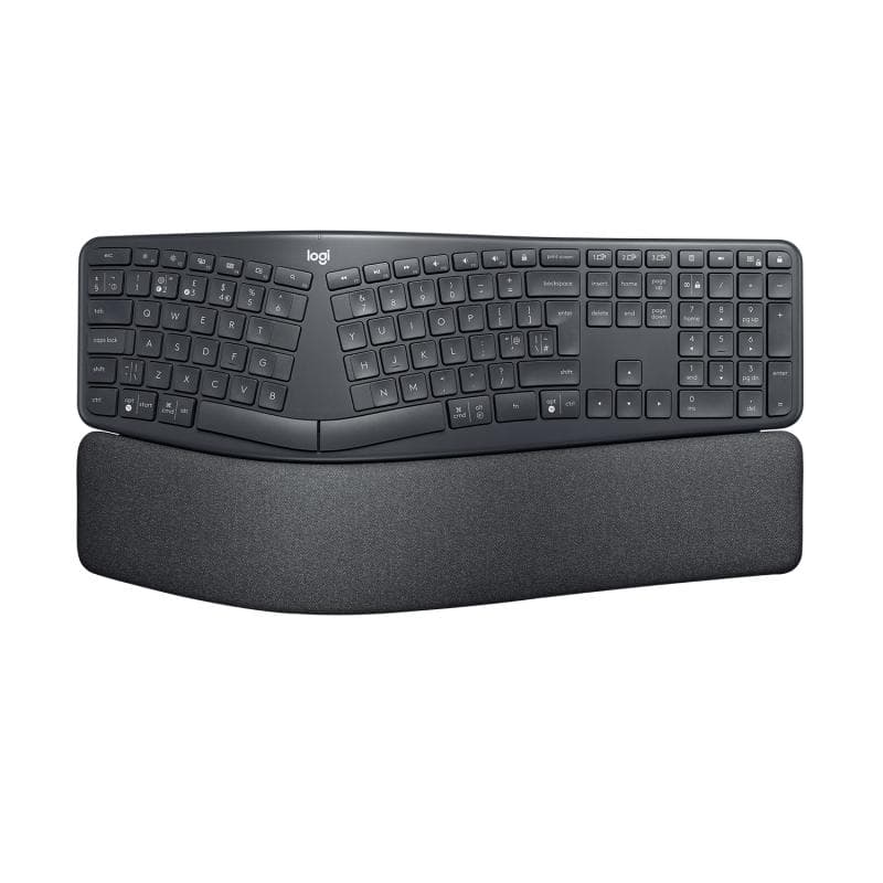 Logitech 920-010108. Keyboard form factor: Full-size (100%). Keyboard style: Curved. Connectivity technology: Wireless, Device interface: RF Wireless + Bluetooth, Keyboard key switch: Semi-mechanical key switch, Keyboard layout: QWERTY. Wrist rest. Recommended usage: Office. Product colour: Graphite