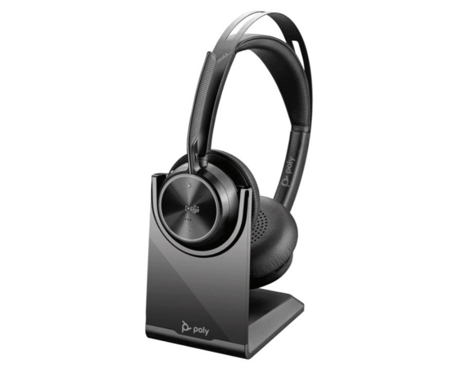 Poly Voyager Focus 2 Microsoft Teams Certified USB-C-C Headset +USB-C/A Adapter +Charging Stand