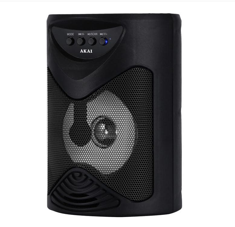 Boxa portabila Akai ABTS-704, Bluetooth 4.2, radio FM, 1x port USB pentru mp3 player, 1x slot card TF, lumini LED, baterie reincarcabila, 1x slot pentru microfon, timp de incarcare 2 ore, timp de folosire 1.5 ore la volum maxim