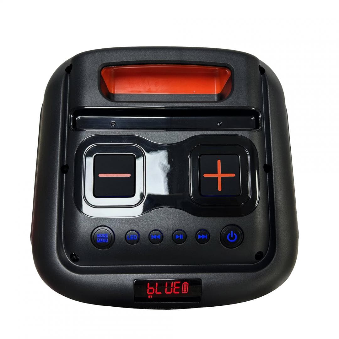Boxa portabila Akai Bluetooth 5.0, putere RMS 40W, intrare AUX de 3,5 mm, timp de încărcare - aprox. 6 ore, baterie 7.4V, 3600mAh consum de energie 15W, impedanță 2 ohmi (difuzor), raport S/N 60dB, distorsiune 10%, negru