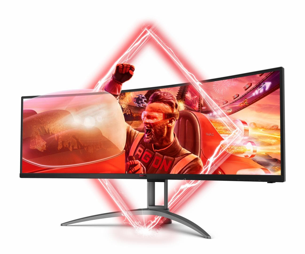 Monitor AOC 48.8" AG493UCX2, Curvature: 1800R, Diagonal (inch): 48.8, Diagonal (cm): 124, Aspect ratio: 32:9, Panel: VA, Resolution: 5120x1440, Refresh Rate: 165Hz, Response time GtG: 4ms, Response time MPRT: 1ms, Brightness (max): 400 cd/m², Contrast (static) : 3000:1, Contrast (dynamic): 80M:1