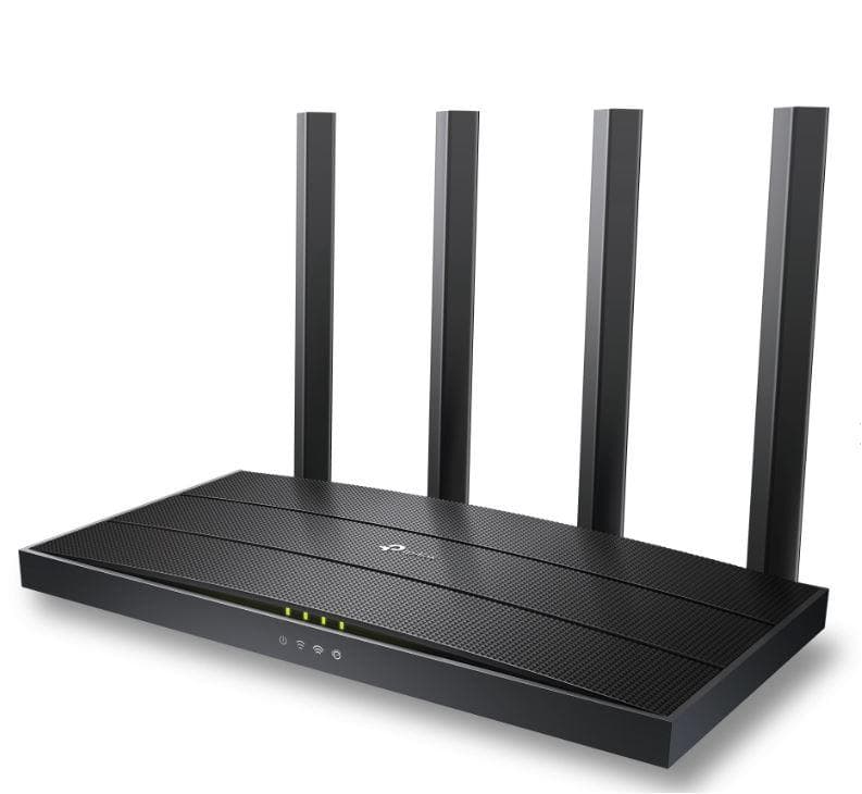 TP-LINK Wireless Router AX1500 WI-FI6, DUAL-BAND, ARCHER AX12; Standarde wireless: IEEE 802.11ax/ac/n/a 5 GHz, IEEE 802.11n/b/g 2.4 GHz, viteze wireless: 5 GHz: 1201 Mbps (802.11ax) 2.4 GHz: 300 Mbps (802.11n), 4 x antene fixe, mod router, mod access point, interfata: 1× port WAN Gigabit, 3× porturi