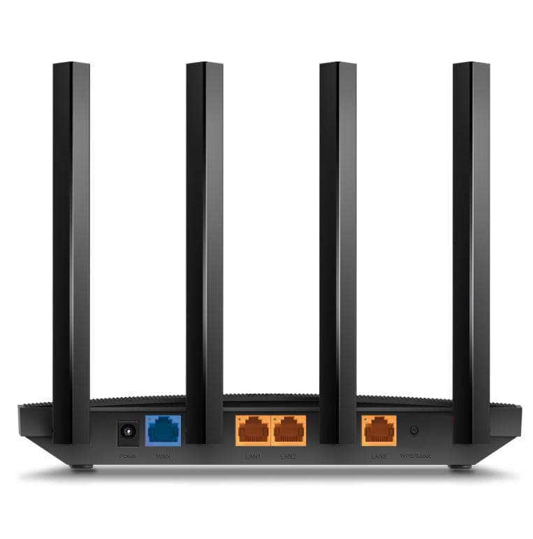 TP-LINK Wireless Router AX1500 WI-FI6, DUAL-BAND, ARCHER AX12; Standarde wireless: IEEE 802.11ax/ac/n/a 5 GHz, IEEE 802.11n/b/g 2.4 GHz, viteze wireless: 5 GHz: 1201 Mbps (802.11ax) 2.4 GHz: 300 Mbps (802.11n), 4 x antene fixe, mod router, mod access point, interfata: 1× port WAN Gigabit, 3× porturi