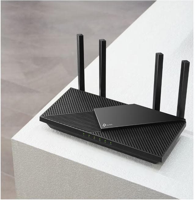 TP-Link Wireless Router, ARCHER AX55 PRO ;dual band AX3000 5 GHz: 2402 Mbps (802.11ax), 2.4 GHz: 574 Mbps(802.11ax), Standard and Protocol: IEEE 802.11ax/ac/n/a 5 GHz, IEEE 802.11ax/n/b/g 2.4 GHz, 4 x Antene Externe fixe, 1× Port WAN/LAN Gigabit de 2.5, 1× Port WAN/LAN Gigabit, 3 × Porturi LAN