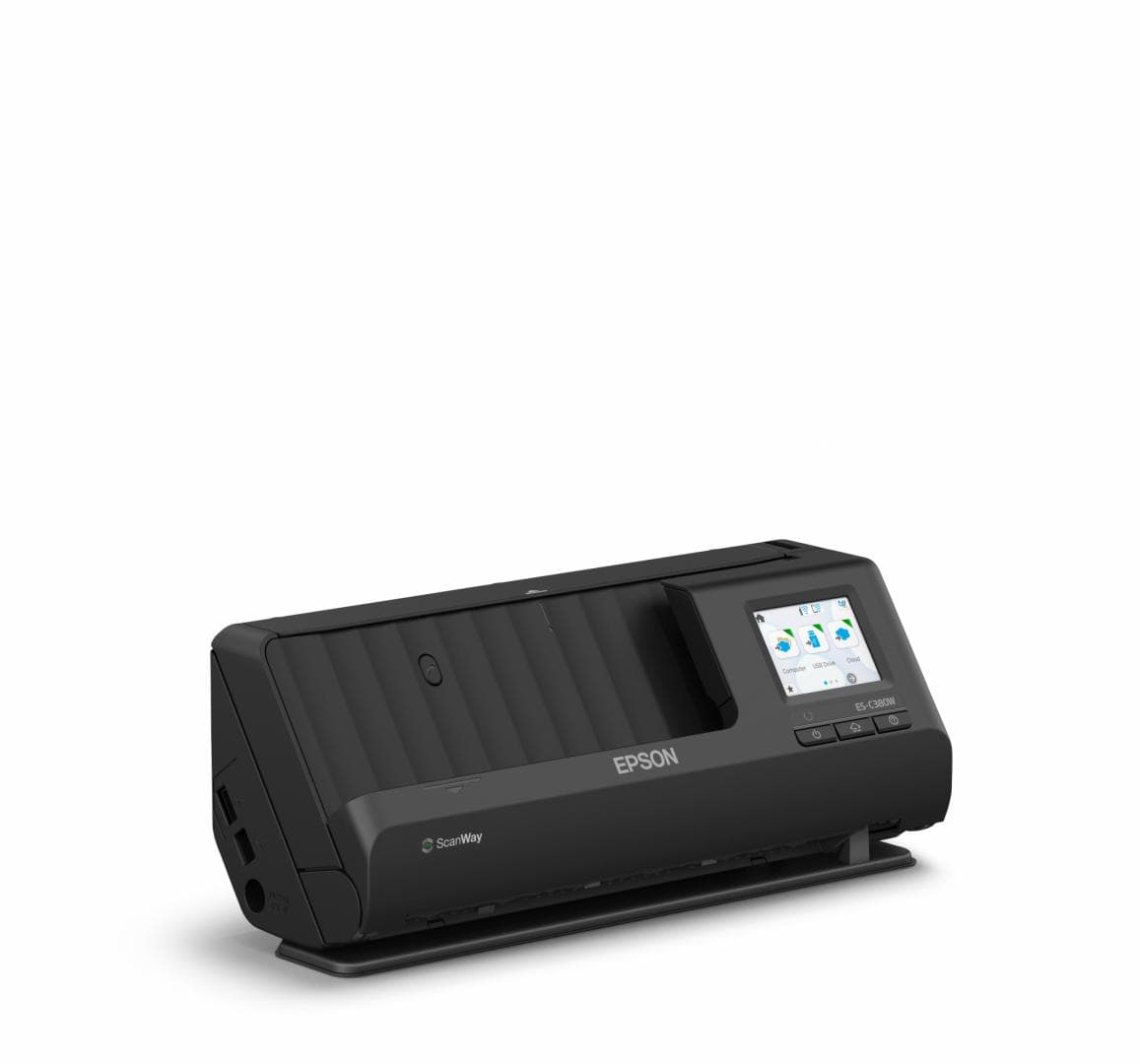 EPSON ES-C380W A4 Compact Network Sheetfed Scanner, PC-FREE scan, Rezolutie optica: 600 x 600 DPI,  Sursa lumina: ReadyScan LED technology, Viteza scanare:30ppm, Capacitate ADF: 20 coli, Volum scanare: 3500 pagini/zi, Duplex, Formate: BMP, JPEG, TIFF, multi-TIFF, PDF, searchable PDF, PDF/A, PNG