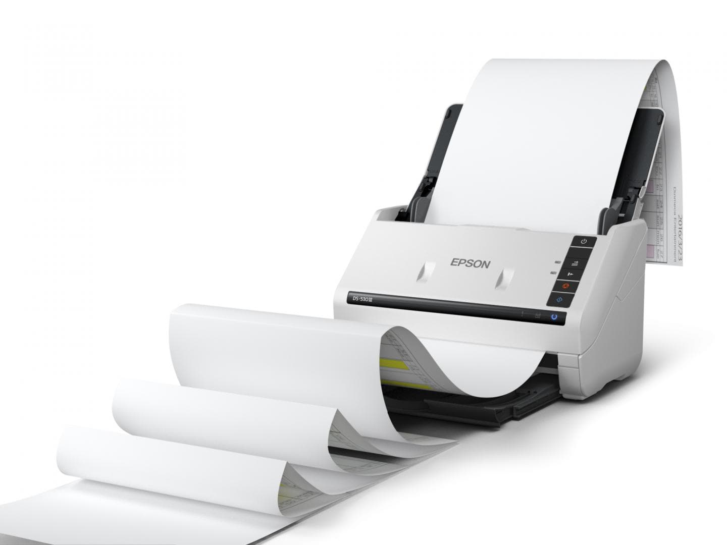 EPSON WORKFORCE DS-530III A4 SCANNER, format A4, Rezolutie: 600 x 600dpi, Senzor ultrasonic, CIS, Sursa lumina: LED, Viteza scanare: 40 ppm, Capacitate ADF: 60 coli, Volum zilnic: 6500 pagini, Duplex, Interfata: USB, Dimensiuni: 296‎ x 169 x 176 mm, 3.7kg, Format fisiere: BMP, JPEG, TIFF