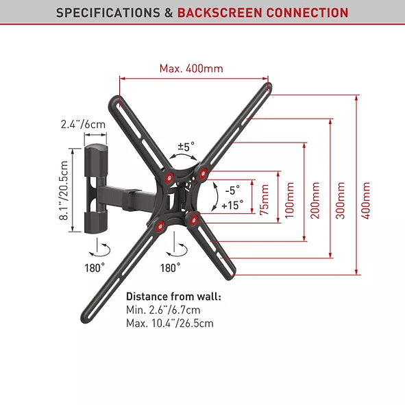 Suport TV de perete, Barkan BM331, Fix, 13"- 65", VESA 400 x 400 mm, suporta pana la 40kg, negru