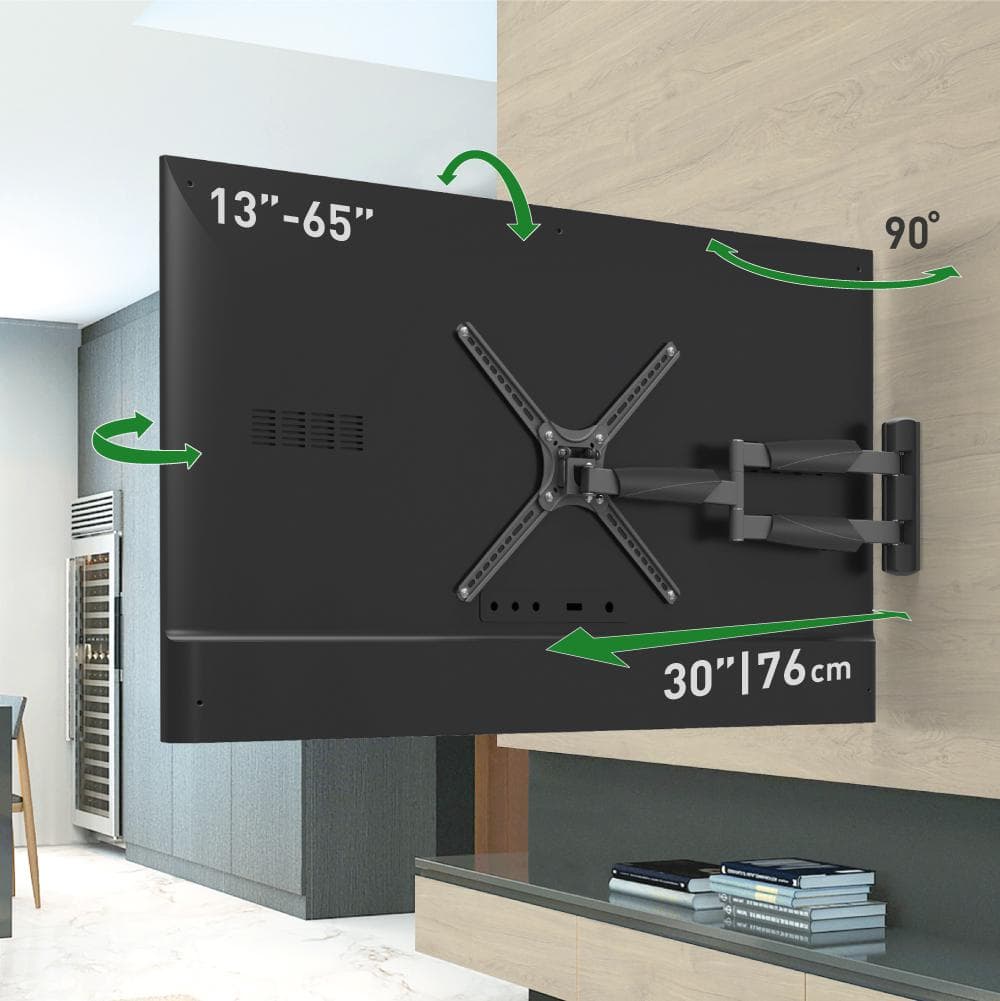 Suport TV de perete Barkan, cu brat 13"- 65", Max 36kg, VESA 400x400, negru