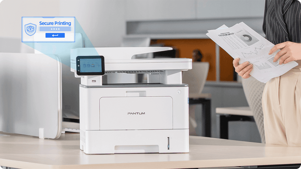 Multifunctional PANTUM BM5220ADW MONO, Dimensiune A4, Functi: Printare, Scanare, Copiere, Duplex automat, Viteza printare: 42ppm, 1200x1200 dpi, Limbaje printare: PCL5e, PCL6, PS, GDI, Procesor: 1.2 GHz, Memorie: 1GB RAM, Touchscreen 3.5", NFC, Viteza copiere: 42ppm, DADF 50 coli, numar copii max:99