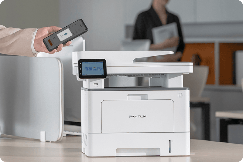 Multifunctional PANTUM BM5220ADW MONO, Dimensiune A4, Functi: Printare, Scanare, Copiere, Duplex automat, Viteza printare: 42ppm, 1200x1200 dpi, Limbaje printare: PCL5e, PCL6, PS, GDI, Procesor: 1.2 GHz, Memorie: 1GB RAM, Touchscreen 3.5", NFC, Viteza copiere: 42ppm, DADF 50 coli, numar copii max:99
