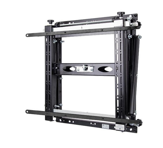 Suport perete cu pop-out B-Tech pentru ecrane cu diagonale intre 42"-120", greutate maxima suportata 125kg, VESA min. 200x100, VESA max. 400x400, distanta maxima de la perete 29.3 cm, sistem Push to open/push to close, se poate monta atat pe perete cat si pe bara, negru
