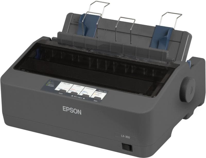 Imprimanta matriceala mono Epson LX-350, dimensiune A4, numar ace: 9 pini, viteza 15cpi, rezolutie 240x144dpi, memorie 128KB, limbaje de printare IBM PPDS, ESC/P, interfata USB 2.0, Bidirectional parallel, RS- 232, ribbon inclus, consumabile: S015637, S015647, optional: suport role hartie