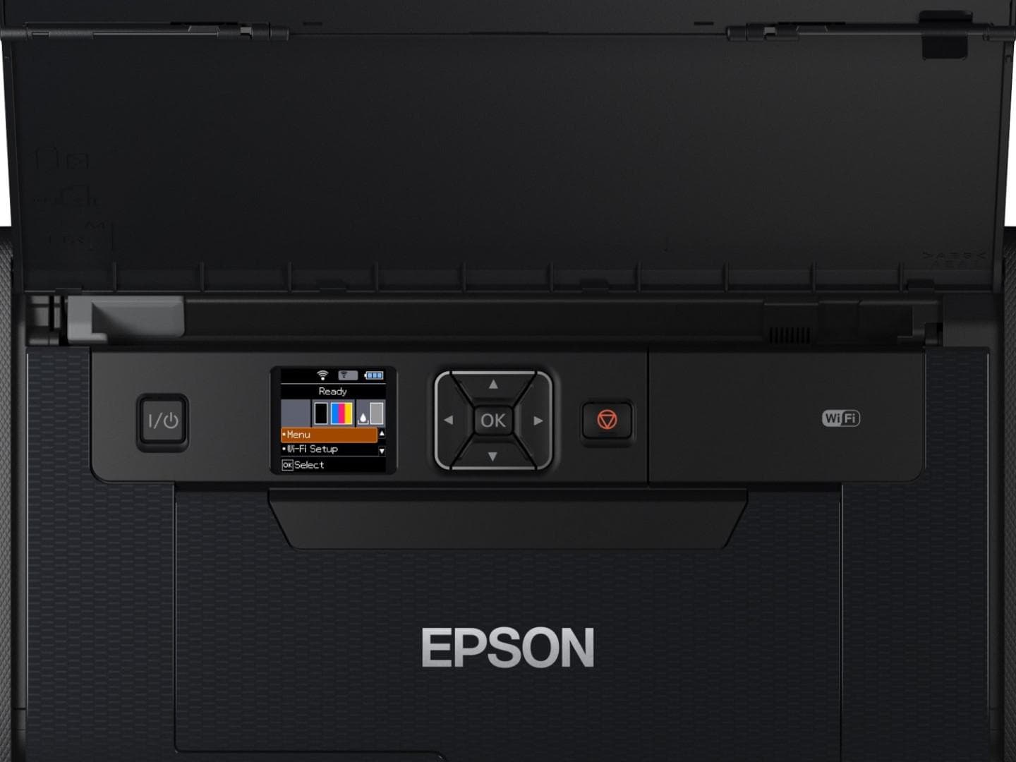 Imprimanta inkjet color portabila Epson WF-100W, dimensiune A4, viteza 7ppm alb-negru, 4ppm color, rezolutie 5760x1440 dpi, alimentare hartie 20 coli, interfata USB2.0, Wireless,  Wi-Fi Direct, PictBridge, Google Cloud Print, Air Print, Epson Connect (iPrint, Email Print, Remote Print Driver)