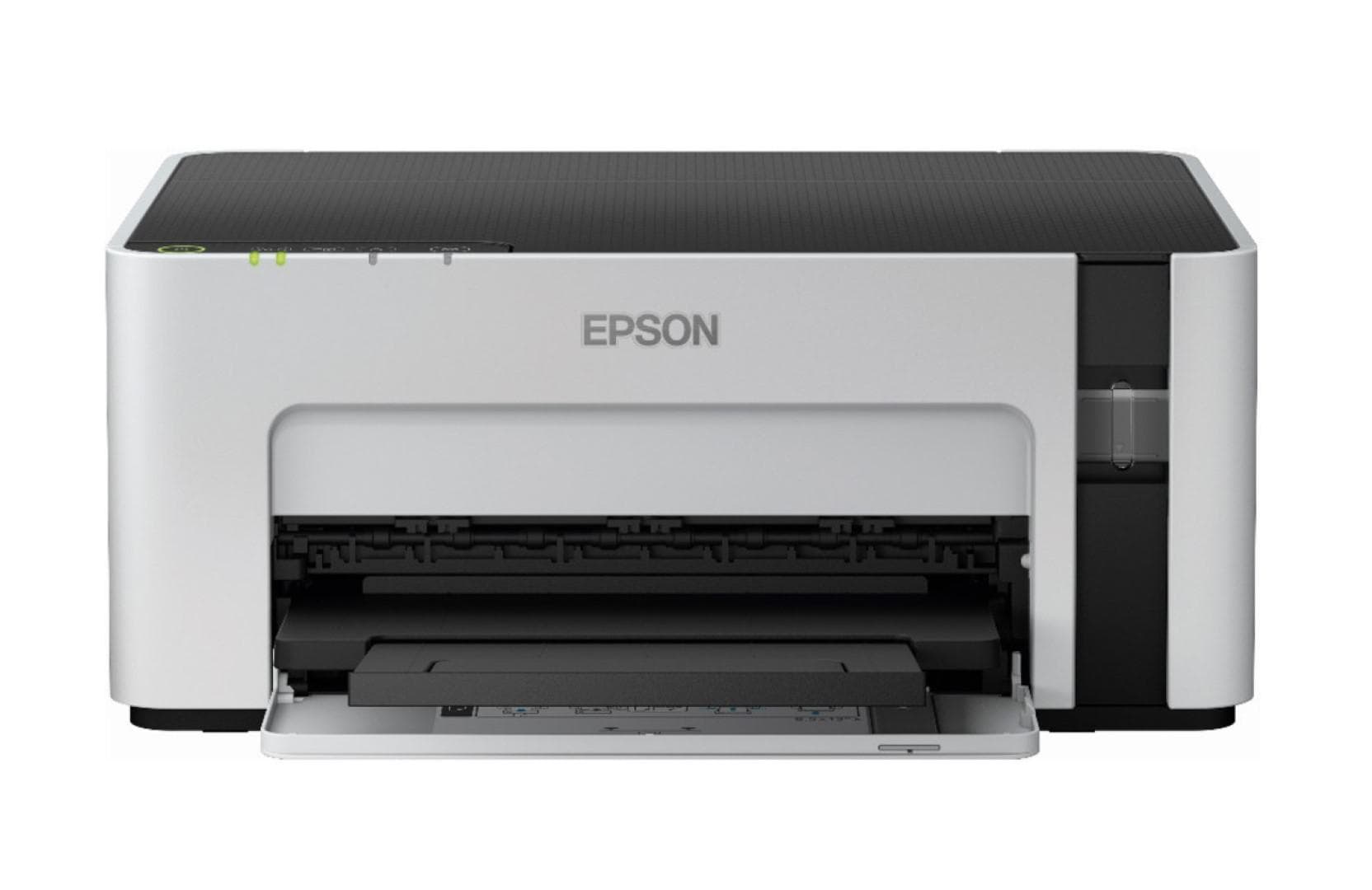 Imprimanta inkjet mono CISS Epson M1100, dimensiune A4, viteza max 32ppm, rezolutie printer 1440x720dpi, alimentare hartie 150 coli, volum maxim printare : 15000pagini/luna, interfata: USB 2.0, consumabile: Ecotank MX1xx negru XL (6k/pag.), MX1xx negru L (2k/pag.),cerneala 6k/pag inclusa, greutate
