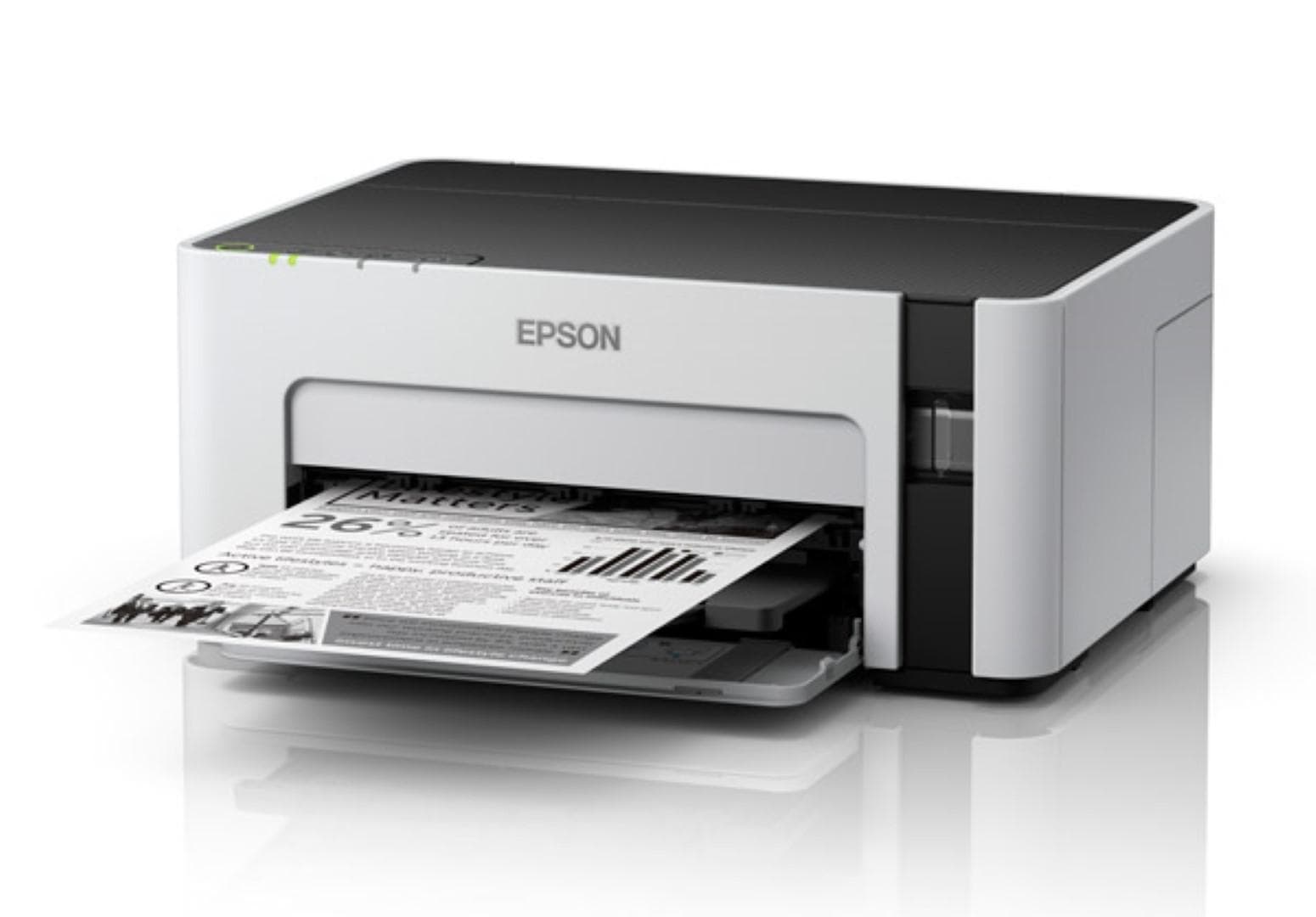 Imprimanta inkjet mono CISS Epson M1120, dimensiune A4, viteza max 32ppm, rezolutie printer 1440x720dpi, alimentare hartie 150 coli, volum maxim printare : 15000pagini/luna, interfata: USB 2.0, Wireless, consumabile: Ecotank MX1xx negru XL (6k/pag.), MX1xx negru L (2k/pag.),cerneala 6k/pag inclusa