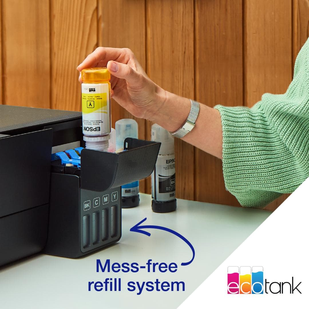 Imprimanta inkjet color CISS Epson L1270, dimensiune A4, viteza max 33ppm alb-negru, 15ppm color, rezolutie printer 5.760 x 1.440 DPI, alimentare hartie 100 coli, imprimare fara margini, interfata: USB 2.0, WI-FI, WI-FI Direct consumabile: 103 ecotank Black, Cyan, Magenta, Yellow, C13T00S14A