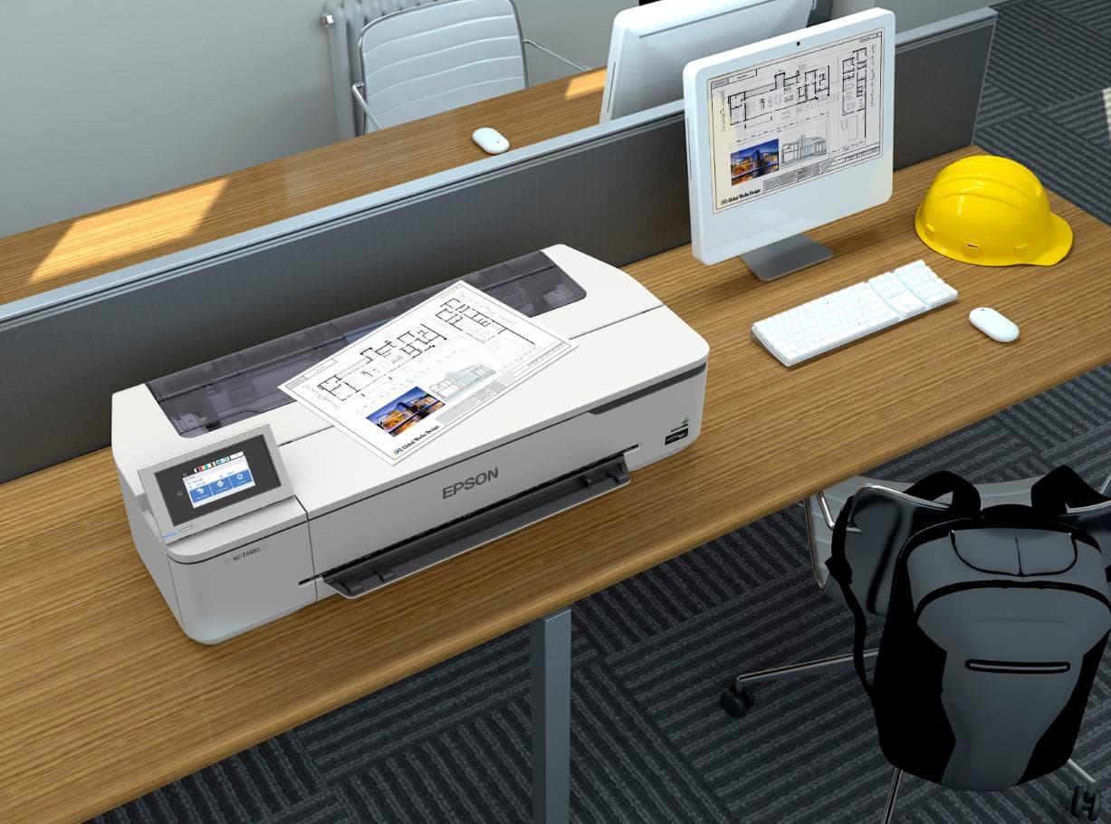 Plotter Epson Surecolor SC-T2100, Imprimanta large format 24" (A1 ) in 4 culori, rezolutie maxima de listare 2.400 x 1.200 dpi, Cerneala Epson Ultrachrome XD2 pigment ink, grosime hartie 0,05mm - 0,27 mm interfata: USB 3.0, Retea, WI-FI, WI-FI direct, Touchscreen color 10.9cm, memorie imprimanta
