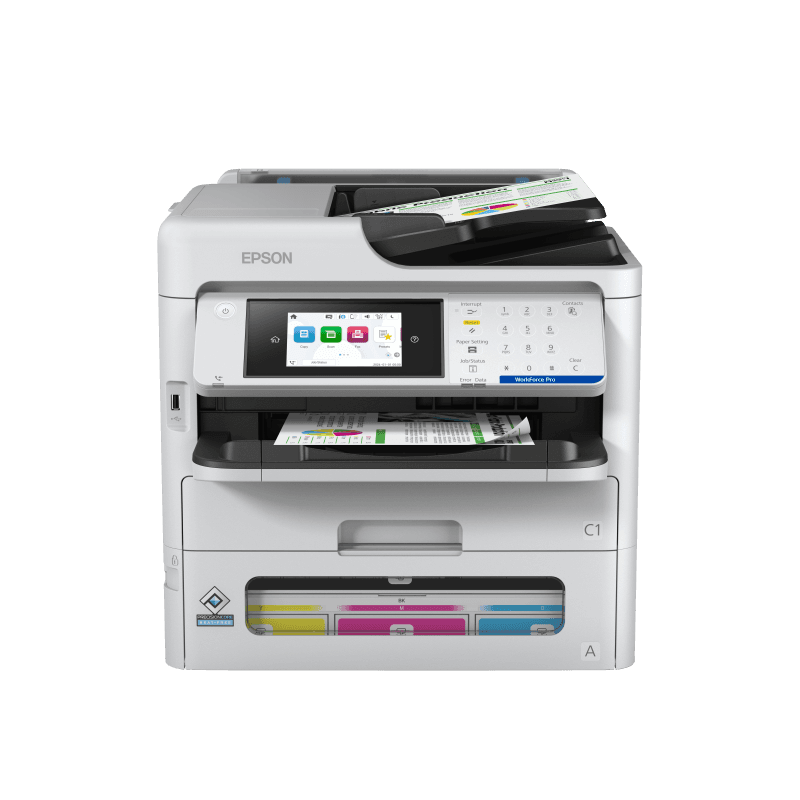 EPSON WF-PRO EM-C800RDWF A4 INKJET MFP, Viteza printare: 25ipm, Alimentare hartie: 250 coli, Interfata: USB, WI-FI, Retea, DADF 50 coli, 30ipm, Ecran 4.3", Dimensiuni: 425x535x513mm, optional: sertar hartie 500 coli (max 3).